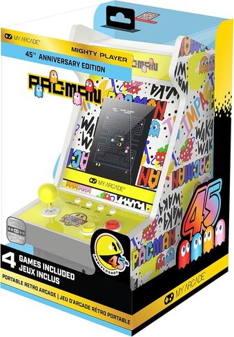 My Arcade Pac-Man 45th Anniversary Mighty Player: Pac-Man 45th Anniversary Console, Retro Games, Countertop Arcades, Illuminated Marquee, 4 Games in 1,Rechargeable Battery in Kuwait