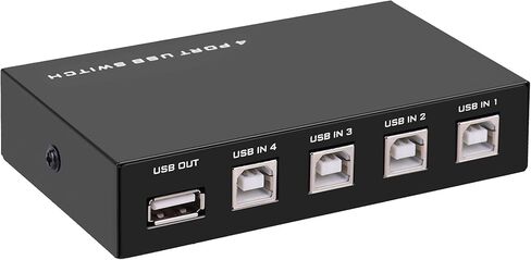 USB2.0 Printer Sharer Switcher, 4 Port USB B Print Selector Switch Adapter 4 in 1 Out Printer Splitter Hub for Printer Scanner Camera Keyboard in Kuwait