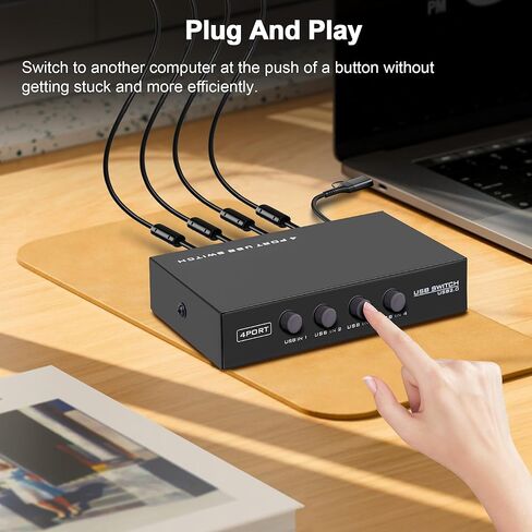 USB2.0 Printer Sharer Switcher, 4 Port USB B Print Selector Switch Adapter 4 in 1 Out Printer Splitter Hub for Printer Scanner Camera Keyboard in Kuwait