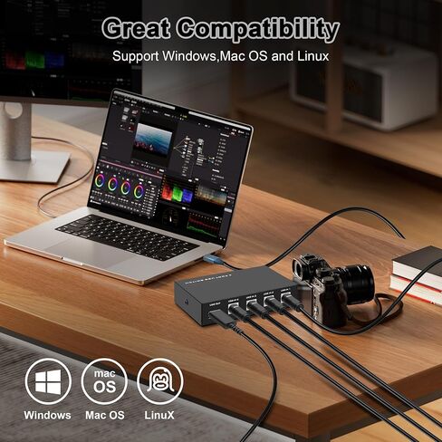 USB2.0 Printer Sharer Switcher, 4 Port USB B Print Selector Switch Adapter 4 in 1 Out Printer Splitter Hub for Printer Scanner Camera Keyboard in Kuwait