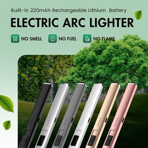 ولاعة شموع طويلة عديمة اللهب مقاومة للرياح مع قوس مزدوج، ولاعة قابلة لإعادة الشحن عبر USB للشموع والشواء والألعاب النارية in Kuwait