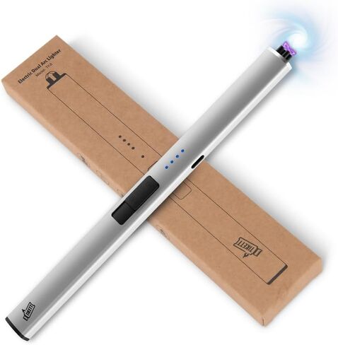 ولاعة شموع طويلة عديمة اللهب مقاومة للرياح مع قوس مزدوج، ولاعة قابلة لإعادة الشحن عبر USB للشموع والشواء والألعاب النارية in Kuwait