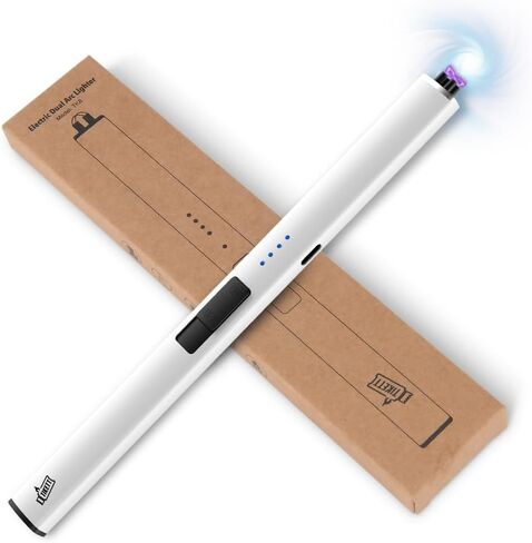 ولاعة شموع طويلة عديمة اللهب مقاومة للرياح مع قوس مزدوج، ولاعة قابلة لإعادة الشحن عبر USB للشموع والشواء والألعاب النارية in Kuwait