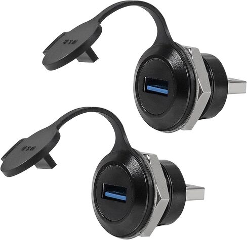 2 قطعة USB 3.0 لوحة جبل مقرنة مقاوم للماء USB ذكر إلى أنثى تحويل موصل مع غطاء غبار لنقل البيانات والشحن in Kuwait