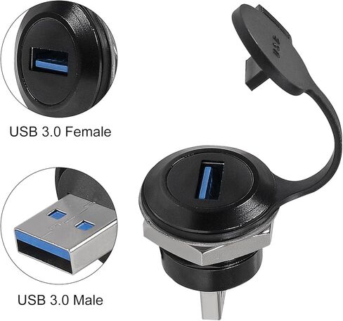 2 قطعة USB 3.0 لوحة جبل مقرنة مقاوم للماء USB ذكر إلى أنثى تحويل موصل مع غطاء غبار لنقل البيانات والشحن in Kuwait