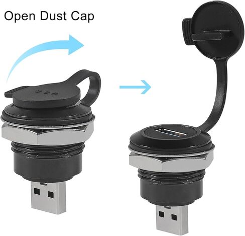2 قطعة USB 3.0 لوحة جبل مقرنة مقاوم للماء USB ذكر إلى أنثى تحويل موصل مع غطاء غبار لنقل البيانات والشحن in Kuwait