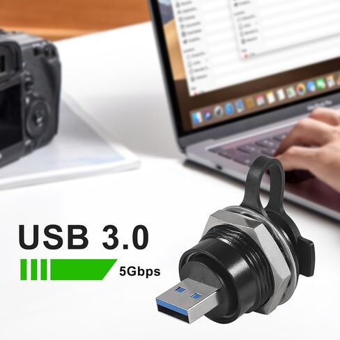 2 قطعة USB 3.0 لوحة جبل مقرنة مقاوم للماء USB ذكر إلى أنثى تحويل موصل مع غطاء غبار لنقل البيانات والشحن in Kuwait