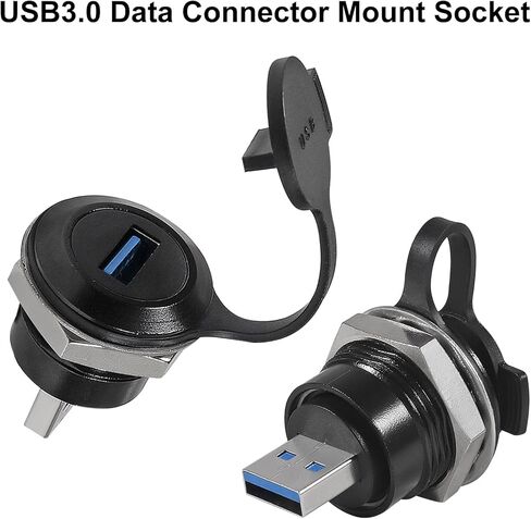 2 قطعة USB 3.0 لوحة جبل مقرنة مقاوم للماء USB ذكر إلى أنثى تحويل موصل مع غطاء غبار لنقل البيانات والشحن in Kuwait