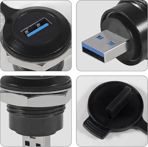 2 قطعة USB 3.0 لوحة جبل مقرنة مقاوم للماء USB ذكر إلى أنثى تحويل موصل مع غطاء غبار لنقل البيانات والشحن in Kuwait