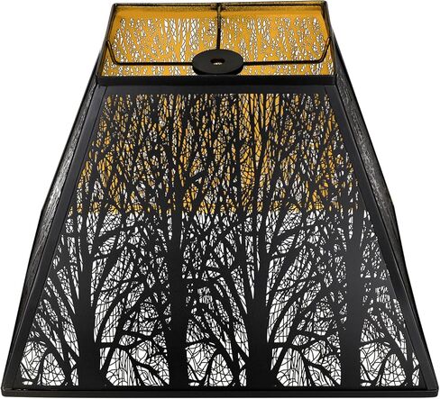 Large Metal Lampshade New Pyramid Shape Design 8'' Top 14'' Bottom 11'' Height ALUCSET Square Bell Shade Lamp Shade Forest Design Black and Gold fits for Table Lamps and Floor Lamps in Saudi Arabia