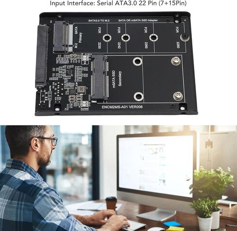 M2 NGFF MSATA SSD Enclosure High Speed Adapter Card Converter for Serial ATA 3.0 6Gbps 2.5 Inch Slot Linux OS X PC PCB in Saudi Arabia