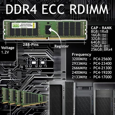 NEMIX RAM 32GB (1X32GB) DDR4 2666MHZ PC4-21300 2Rx4 1.2V CL19 288-PIN ECC RDIMM ذاكرة الخادم المسجلة المتوافقة مع Cisco UCS B-Series M5 UCS-MR-X32G2RS-H in Kuwait