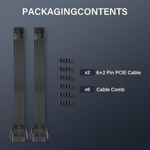 2PCS ATX 8PIN Famale to ATX 8PIN(6+2) Male Black Extension Cable Adaptor for PC Build High-End GPU Cable Layout - 30cm/11.8 in. (Black) in Saudi Arabia