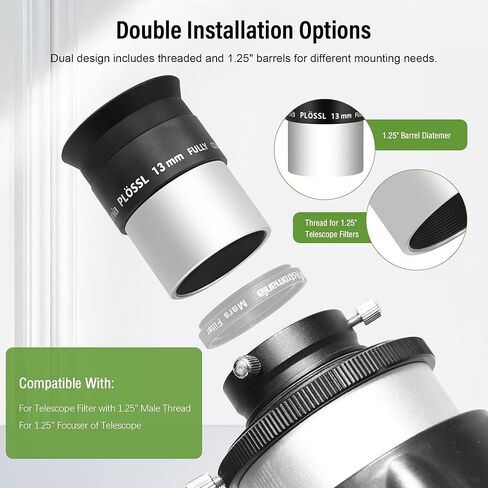Astromania 13mm 1.25 Inch Plossl Telescope Eyepiece - Bundle with - Metal Extendable Camera Adapter in Saudi Arabia