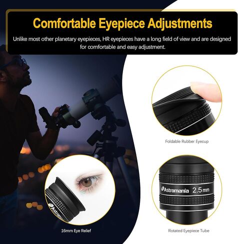 Astromania 17mm 1.25 Inch Plossl Telescope Eyepiece - Bundle with - Telescope Eyepiece 2.5mm Wide Angle 58 Degree in Saudi Arabia
