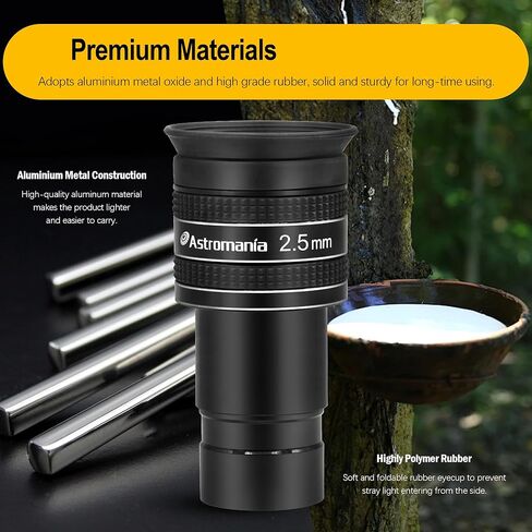 Astromania 17mm 1.25 Inch Plossl Telescope Eyepiece - Bundle with - Telescope Eyepiece 2.5mm Wide Angle 58 Degree in Saudi Arabia