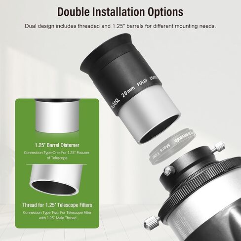 Astromania 1.25" 20mm Plossl Telescope Eyepiece - Bundle with - 66 Degree 20mm Eyepiece in Saudi Arabia