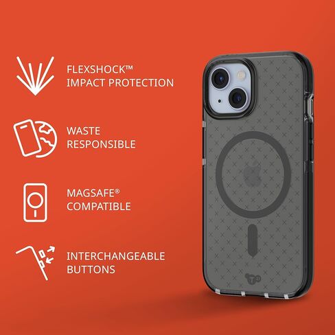 حافظة Tech21 Evo Check لهاتف iPhone 16e / 15 - متوافقة مع MagSafe - حافظة حماية من الصدمات - سموكي/أسود in Kuwait
