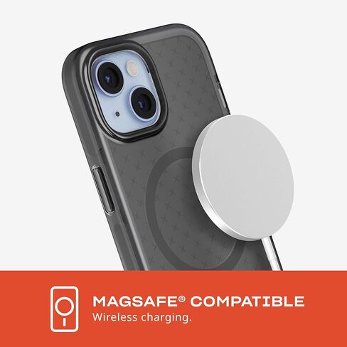 حافظة Tech21 Evo Check لهاتف iPhone 16e / 15 - متوافقة مع MagSafe - حافظة حماية من الصدمات - سموكي/أسود in Kuwait