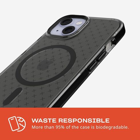 حافظة Tech21 Evo Check لهاتف iPhone 16e / 15 - متوافقة مع MagSafe - حافظة حماية من الصدمات - سموكي/أسود in Kuwait