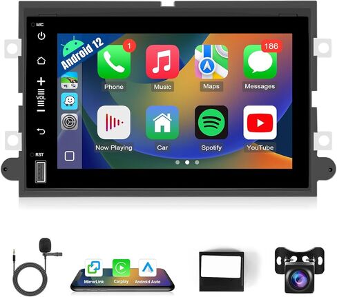راديو سيارة Leadfan Android لسيارة Ford F150/F250/F350 2004-2016، ستيريو سيارة بشاشة 7 بوصات مع CarPlay Andriod Auto GPS Navigationt Bluetooth SWC HD كاميرا احتياطية in Kuwait