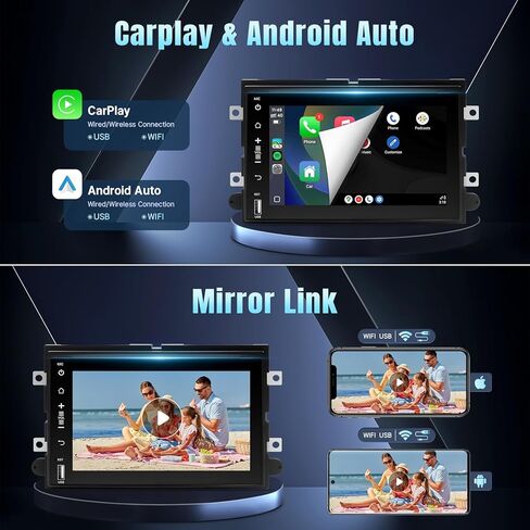 راديو سيارة Leadfan Android لسيارة Ford F150/F250/F350 2004-2016، ستيريو سيارة بشاشة 7 بوصات مع CarPlay Andriod Auto GPS Navigationt Bluetooth SWC HD كاميرا احتياطية in Saudi Arabia