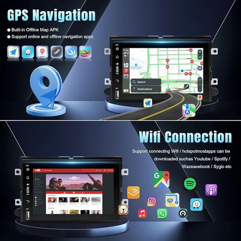 راديو سيارة Leadfan Android لسيارة Ford F150/F250/F350 2004-2016، ستيريو سيارة بشاشة 7 بوصات مع CarPlay Andriod Auto GPS Navigationt Bluetooth SWC HD كاميرا احتياطية in Saudi Arabia