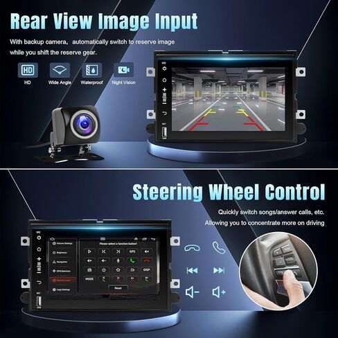 راديو سيارة Leadfan Android لسيارة Ford F150/F250/F350 2004-2016، ستيريو سيارة بشاشة 7 بوصات مع CarPlay Andriod Auto GPS Navigationt Bluetooth SWC HD كاميرا احتياطية in Saudi Arabia
