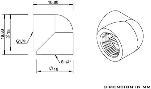 BarrowCH G1/4" أنثى إلى أنثى 90 درجة محول زاوية مناسب، أسود in Kuwait