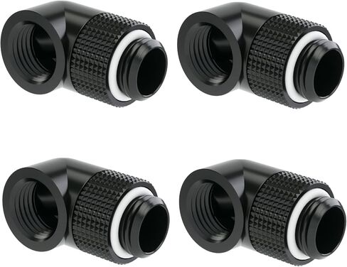 باروش G1/4 بوصة تركيب موسع ذكر إلى أنثى، دوار 90 درجة، FBWT90، 4 عبوات، أسود in Kuwait