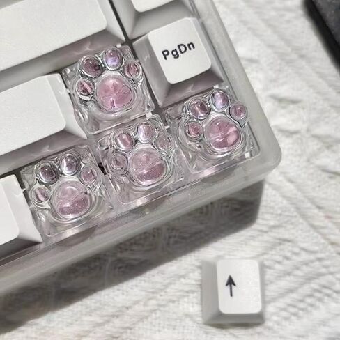 أغطية مفاتيح مخلب القط، 4 قطع من أغطية المفاتيح المصنوعة من الراتنج Artisan WASD Arrow Esc، أغطية مفاتيح Kawaii لطيفة لامعة من خلال أغطية المفاتيح (وردي) in Kuwait