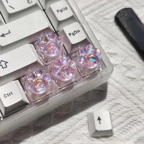 أغطية مفاتيح مخلب القط، 4 قطع من أغطية المفاتيح المصنوعة من الراتنج Artisan WASD Arrow Esc، أغطية مفاتيح Kawaii لطيفة لامعة من خلال أغطية المفاتيح (وردي) in Kuwait