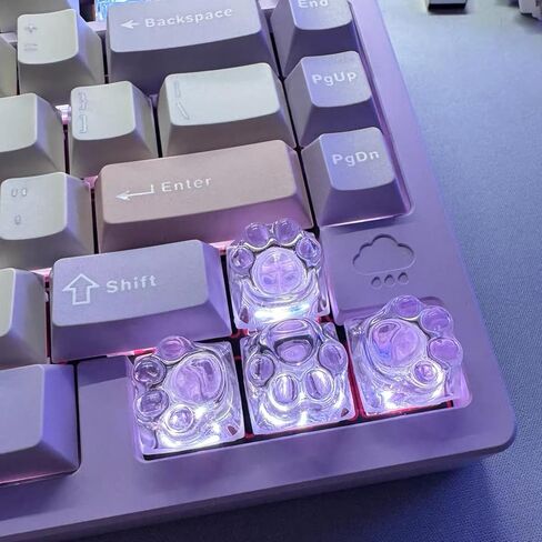أغطية مفاتيح مخلب القط، 4 قطع من أغطية المفاتيح المصنوعة من الراتنج Artisan WASD Arrow Esc، أغطية مفاتيح Kawaii لطيفة لامعة من خلال أغطية المفاتيح (وردي) in Kuwait