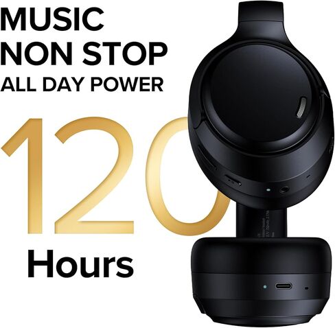 سماعات رأس لاسلكية هجينة بخاصية إلغاء الضوضاء النشطة، وقت تشغيل 120 ساعة، 6 ميكروفون شفاف ENC، سماعات رأس بلوتوث فوق الأذن مع صوت عالي الدقة مريح، سماعة أذن ANC قابلة للطي لألعاب السفر والمكتب المنزلي in Kuwait