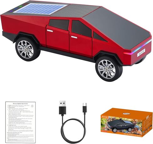 WS-699 Solar Bluetooth Replica Speaker – Future Pickup Truck Design, HD Sound, TWS Stereo Pairing, FM Radio, LED Party Light, USB/TF Playback, Hands-Free Mic, Type-C Charging, Portable Gift (Red) in Saudi Arabia
