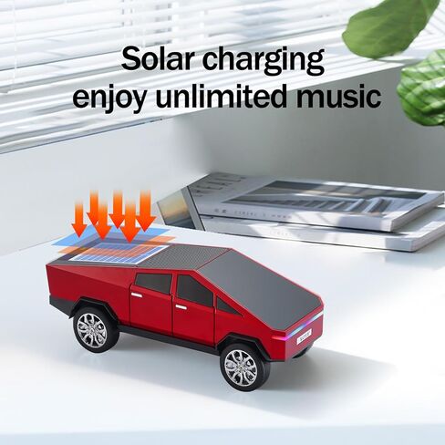 WS-699 Solar Bluetooth Replica Speaker – Future Pickup Truck Design, HD Sound, TWS Stereo Pairing, FM Radio, LED Party Light, USB/TF Playback, Hands-Free Mic, Type-C Charging, Portable Gift (Red) in Saudi Arabia