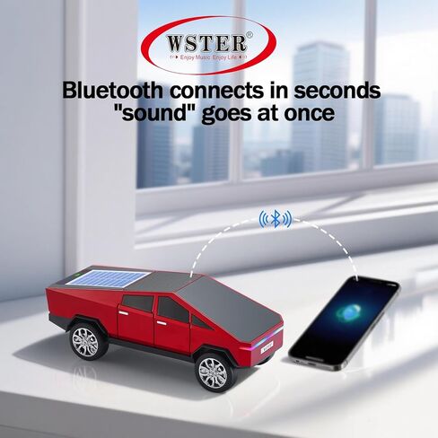 WS-699 Solar Bluetooth Replica Speaker – Future Pickup Truck Design, HD Sound, TWS Stereo Pairing, FM Radio, LED Party Light, USB/TF Playback, Hands-Free Mic, Type-C Charging, Portable Gift (Red) in Saudi Arabia