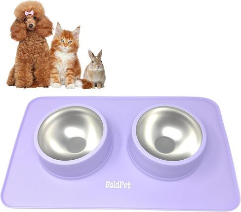 مجموعة أوعية طعام ومياه للكلاب - حصيرة سيليكون بتصميم غير قابل للانزلاق بدرجة الطعام - تتضمن أوعية للكلاب من الفولاذ المقاوم للصدأ قابلة للإزالة للكلاب الصغيرة - مجموعة أوعية مثالية للجراء - أوعية للحيوانات الأليفة للكلاب والقطط in Kuwait