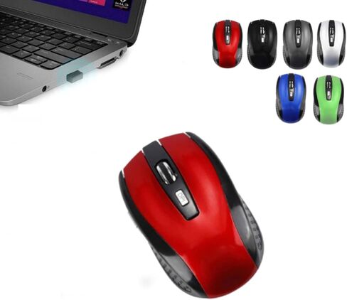 ماوس لاسلكي مع جهاز استقبال USB، ماوس كمبيوتر لاسلكي محمول بتردد 2.4 جيجا هرتز مع 4 أزرار، للكمبيوتر المحمول، أساسيات العمل من المنزل، تصميم مريح، متعدد الألوان اختياري in Saudi Arabia