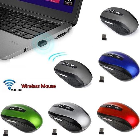 ماوس لاسلكي مع جهاز استقبال USB، ماوس كمبيوتر لاسلكي محمول بتردد 2.4 جيجا هرتز مع 4 أزرار، للكمبيوتر المحمول، أساسيات العمل من المنزل، تصميم مريح، متعدد الألوان اختياري in Saudi Arabia