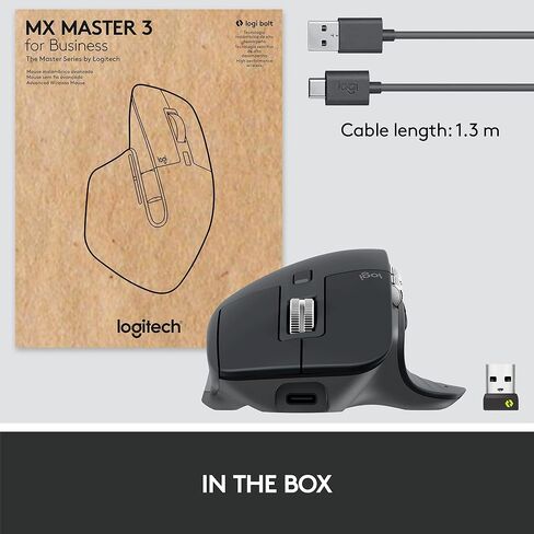Logitech MX Master 3 for Business, Wireless Mouse, Logi Bolt Technology, Bluetooth, MagSpeed Scrolling, Ergonomic, Rechargeable, Globally Certified, PC/Mac/Linux - Graphite in Saudi Arabia