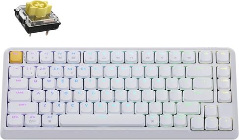 لوحة مفاتيح ميكانيكية لاسلكية منخفضة المستوى JamesDonkey J1 - QMK/VIA RGB بإضاءة خلفية، 2.4G/Bluetooth/USB-C وضع ثلاثي، 75% أغطية مفاتيح PBT تخطيط، مفتاح لمس الموز، متوافق مع Mac/Win/Linux - أبيض in Kuwait