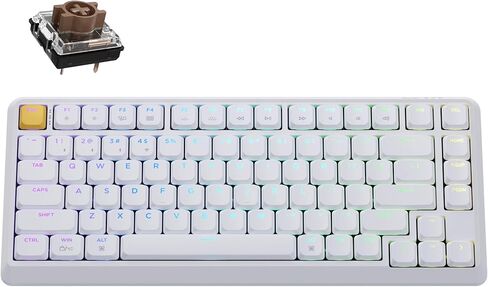 لوحة مفاتيح ميكانيكية لاسلكية منخفضة المستوى JamesDonkey J1 - QMK/VIA RGB بإضاءة خلفية، 2.4G/Bluetooth/USB-C وضع ثلاثي، 75% أغطية مفاتيح PBT تخطيط، مفتاح لمس الموز، متوافق مع Mac/Win/Linux - أبيض in Kuwait