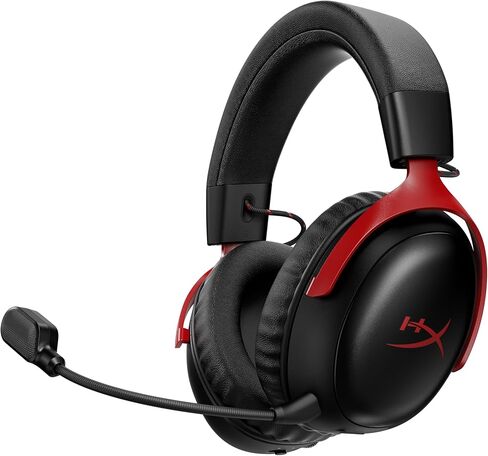 سماعة الألعاب اللاسلكية HyperX Cloud III S (متجددة) - 2.4 جيجا هرتز وبلوتوث، بطارية تصل إلى 120 ساعة/200 ساعة، برامج تشغيل بزاوية 53 مم، ميكروفون قابل للفصل، أسود/أحمر (متجدد) in Kuwait