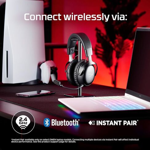 سماعة الألعاب اللاسلكية HyperX Cloud III S (متجددة) - 2.4 جيجا هرتز وبلوتوث، بطارية تصل إلى 120 ساعة/200 ساعة، برامج تشغيل بزاوية 53 مم، ميكروفون قابل للفصل، أسود/أحمر (متجدد) in Kuwait