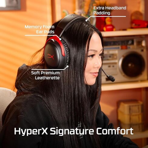 سماعة الألعاب اللاسلكية HyperX Cloud III S (متجددة) - 2.4 جيجا هرتز وبلوتوث، بطارية تصل إلى 120 ساعة/200 ساعة، برامج تشغيل بزاوية 53 مم، ميكروفون قابل للفصل، أسود/أحمر (متجدد) in Kuwait