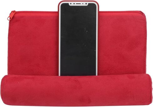 CHICIRIS Pillow Tablet Stand Portable Lightweight Flexible Holder for Tablet Reading for Bed or Sofa Red Suede Fabric in Saudi Arabia