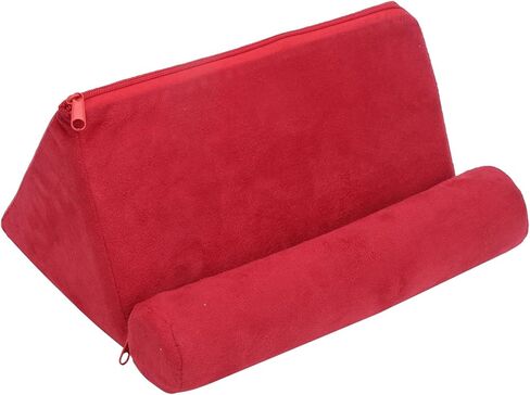 CHICIRIS Pillow Tablet Stand Portable Lightweight Flexible Holder for Tablet Reading for Bed or Sofa Red Suede Fabric in Saudi Arabia