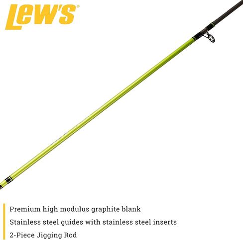 قضيب القفز Crappie Thunder من Lew، صنارة صيد بطول 10 أقدام مكونة من قطعتين، قوة خفيفة، حركة سريعة، قطعتين من الجرافيت الفارغ، مقبض من إسفنج EVA، لون Crappie Thunder Green in Saudi Arabia