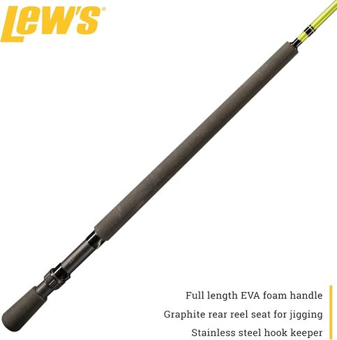 قضيب القفز Crappie Thunder من Lew، صنارة صيد بطول 10 أقدام مكونة من قطعتين، قوة خفيفة، حركة سريعة، قطعتين من الجرافيت الفارغ، مقبض من إسفنج EVA، لون Crappie Thunder Green in Saudi Arabia